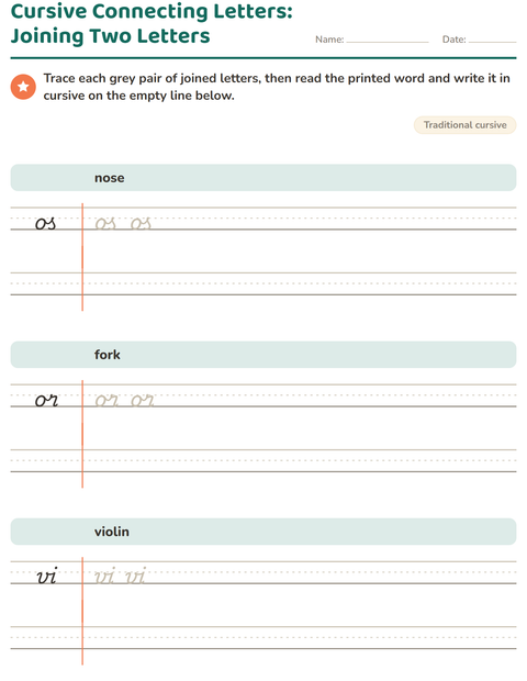 Preview of Cursive Writing worksheet for grade 2