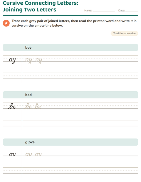 Preview of Cursive Writing worksheet for grade 2