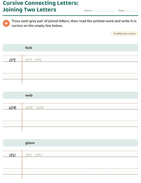 Preview of Cursive Writing worksheet for grade 2