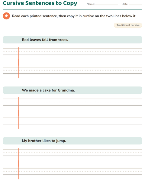Preview of Cursive Writing worksheet for grade 3