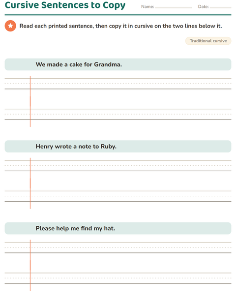 Preview of Cursive Writing worksheet for grade 3