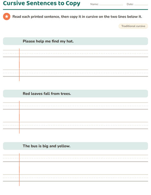 Preview of Cursive Writing worksheet for grade 3