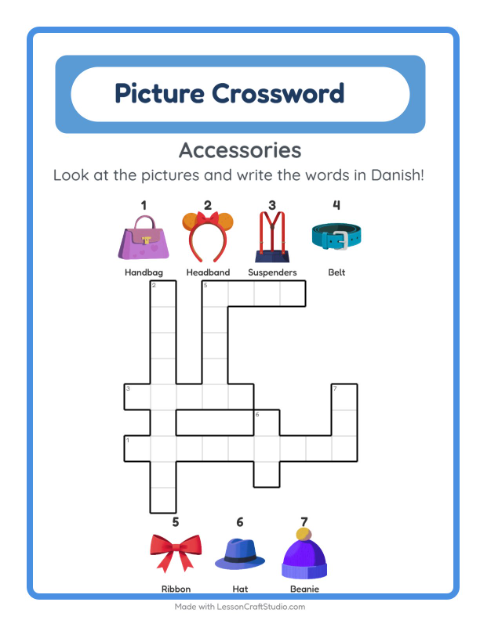 Picture crossword – Accessories