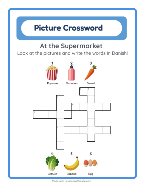 Picture crossword – Supermarket Things