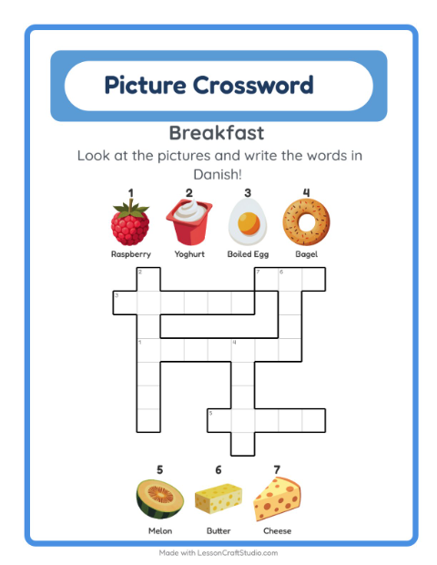Picture crossword – Breakfast