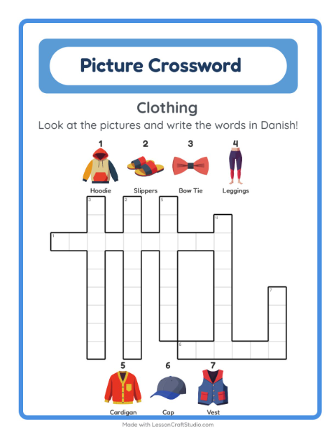 Picture crossword – Clothes