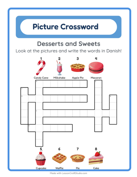 Picture crossword – Desserts and Sweets
