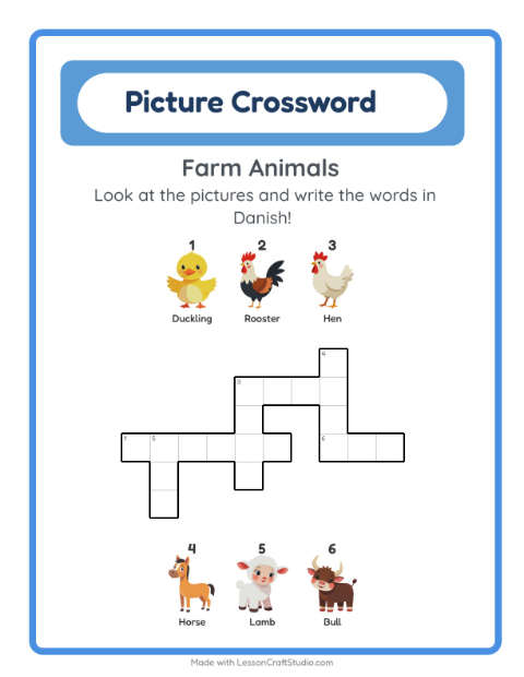Picture crossword – Farm Animals