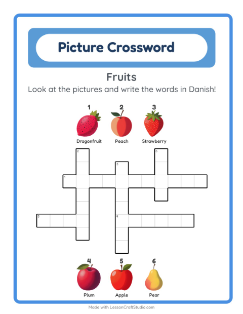 Picture crossword – Fruits