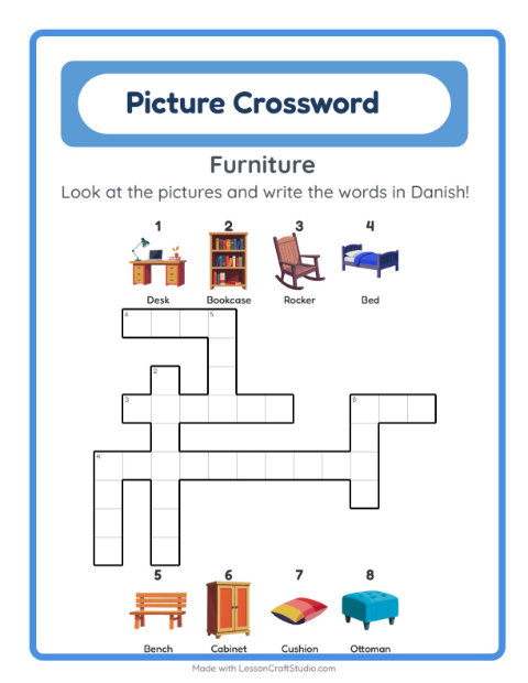 Picture crossword – Furniture