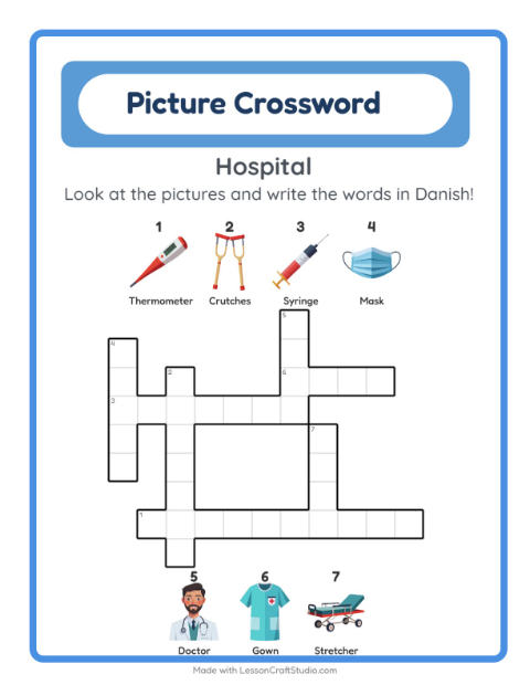 Picture crossword – Hospital Things