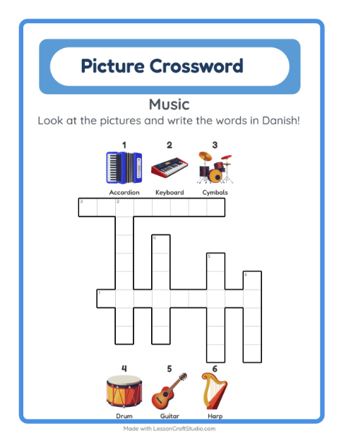 Picture crossword – Musical Instruments
