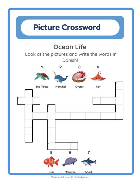 Picture crossword – Ocean Life