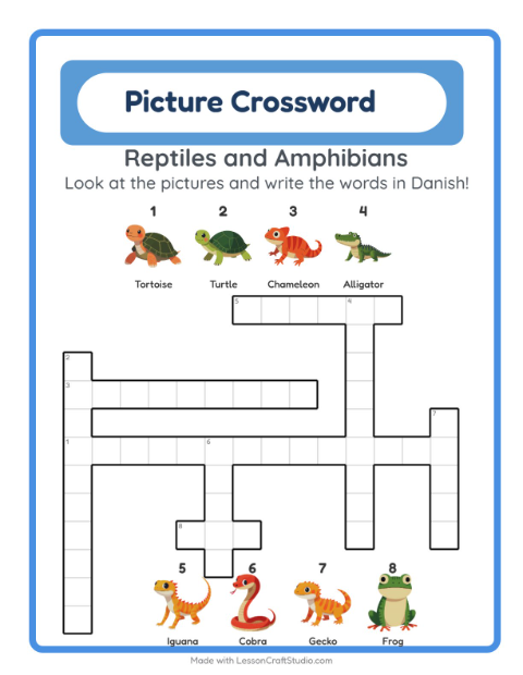 Picture crossword – Reptiles and Amphibians