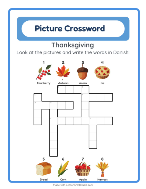 Picture crossword – Thanksgiving