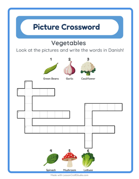 Picture crossword – Vegetables
