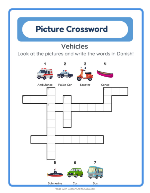 Picture crossword – Vehicles