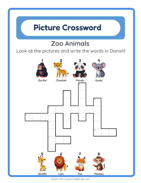 Picture crossword – Zoo Animals