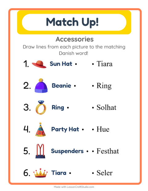 Picture-word match – Accessories