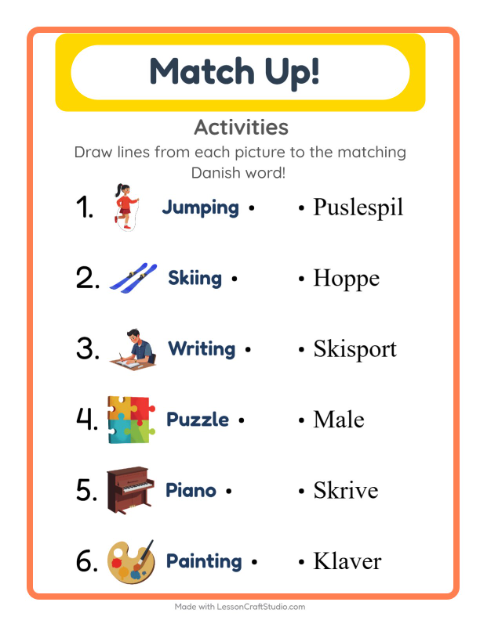 Picture-word match – Activities