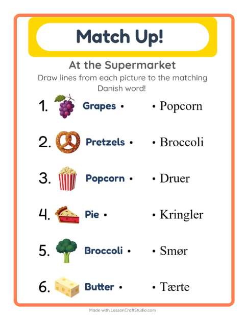 Picture-word match – Supermarket Things