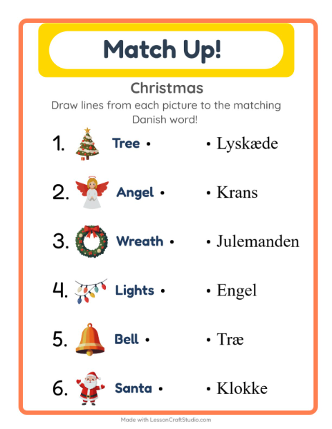 Picture-word match – Christmas