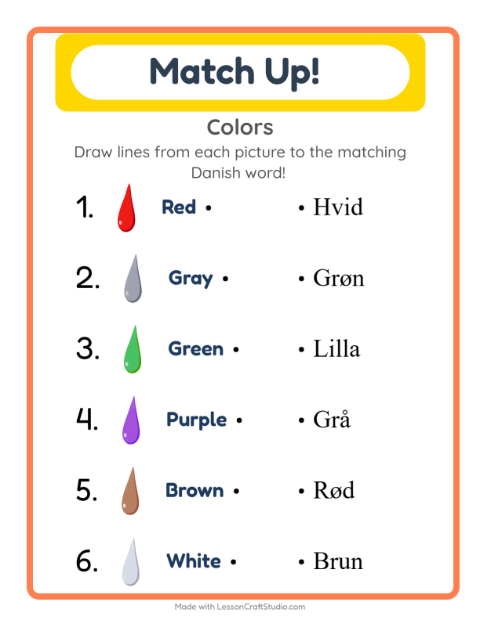 Picture-word match – Colors