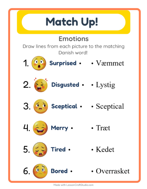 Picture-word match – Feelings
