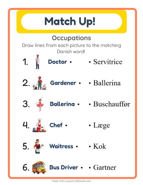 Picture-word match – Community Helpers