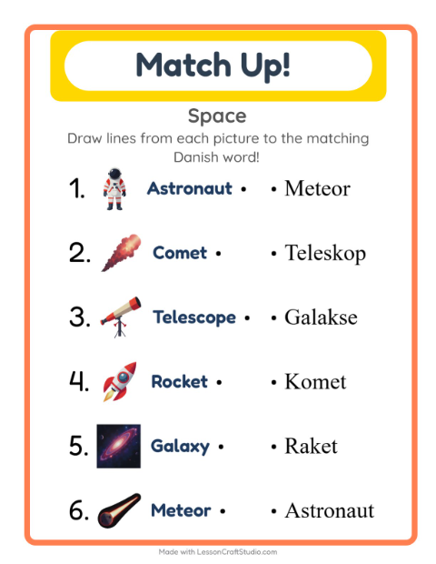 Picture-word match – Space