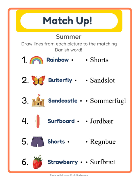 Picture-word match – Summer