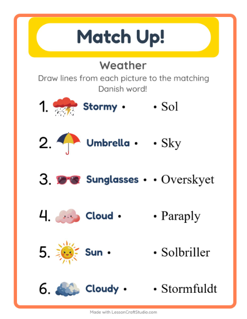 Picture-word match – Weather