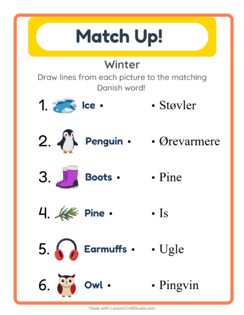 Picture-word match – Winter