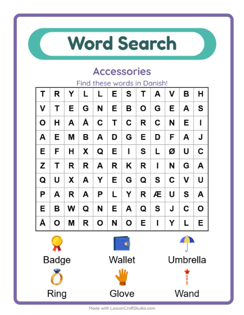 Picture word search – Accessories