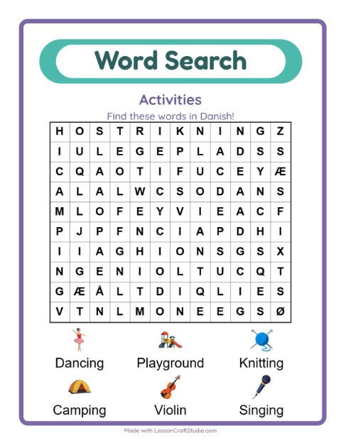 Picture word search – Activities