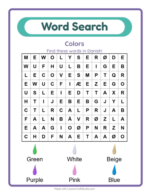 Picture word search – Colors