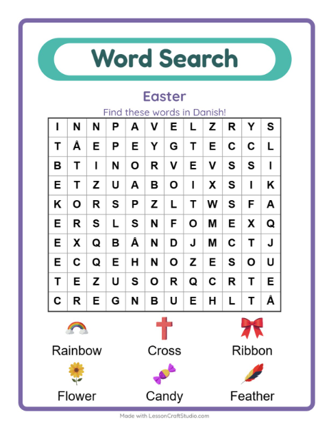 Picture word search – Easter