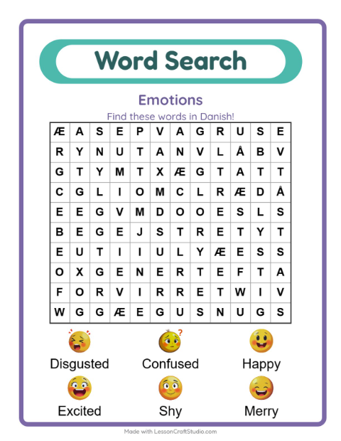 Picture word search – Feelings