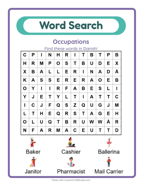 Picture word search – Community Helpers