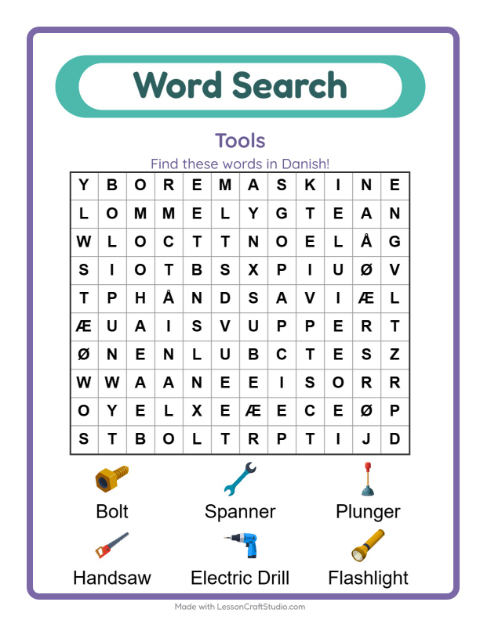 Picture word search – Tools
