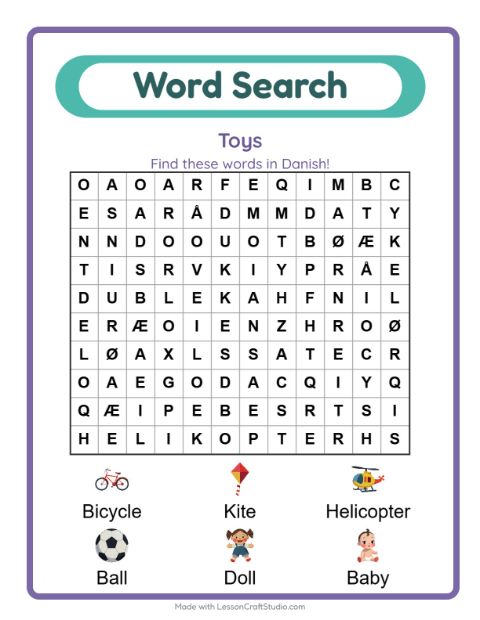 Picture word search – Toys