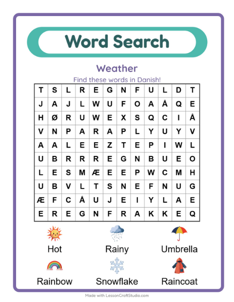 Picture word search – Weather