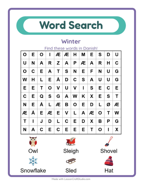 Picture word search – Winter