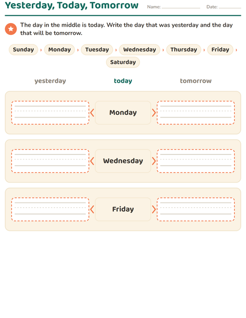 Preview of Days and Months worksheet for grade 1