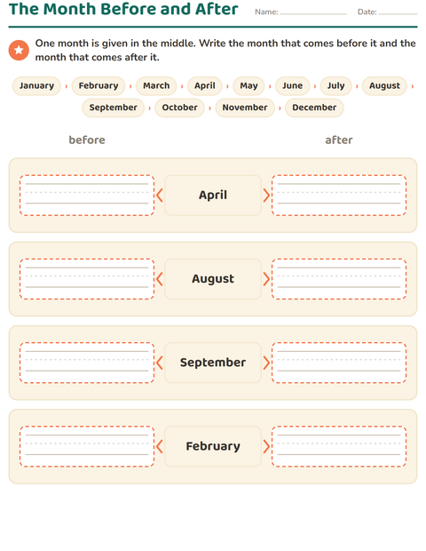 Preview of Days and Months worksheet for grade 1