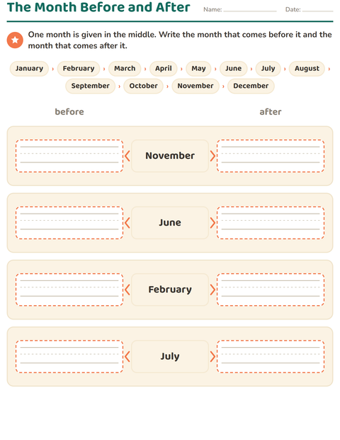 Preview of Days and Months worksheet for grade 1