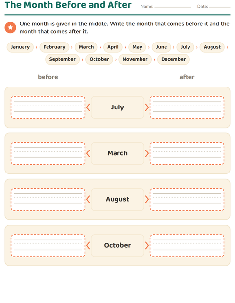 Preview of Days and Months worksheet for grade 1