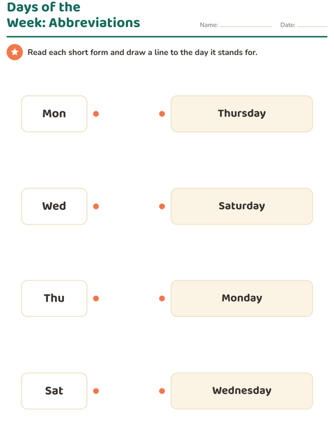 Preview of Days and Months worksheet for grade 1
