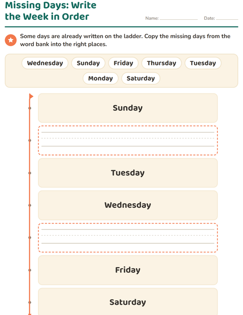 Preview of Days and Months worksheet for kindergarten