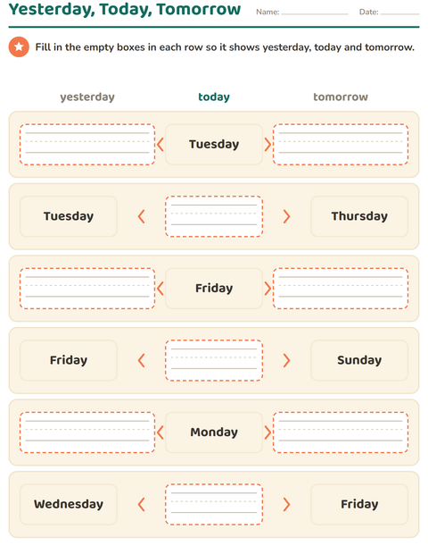Preview of Days and Months worksheet for grade 1